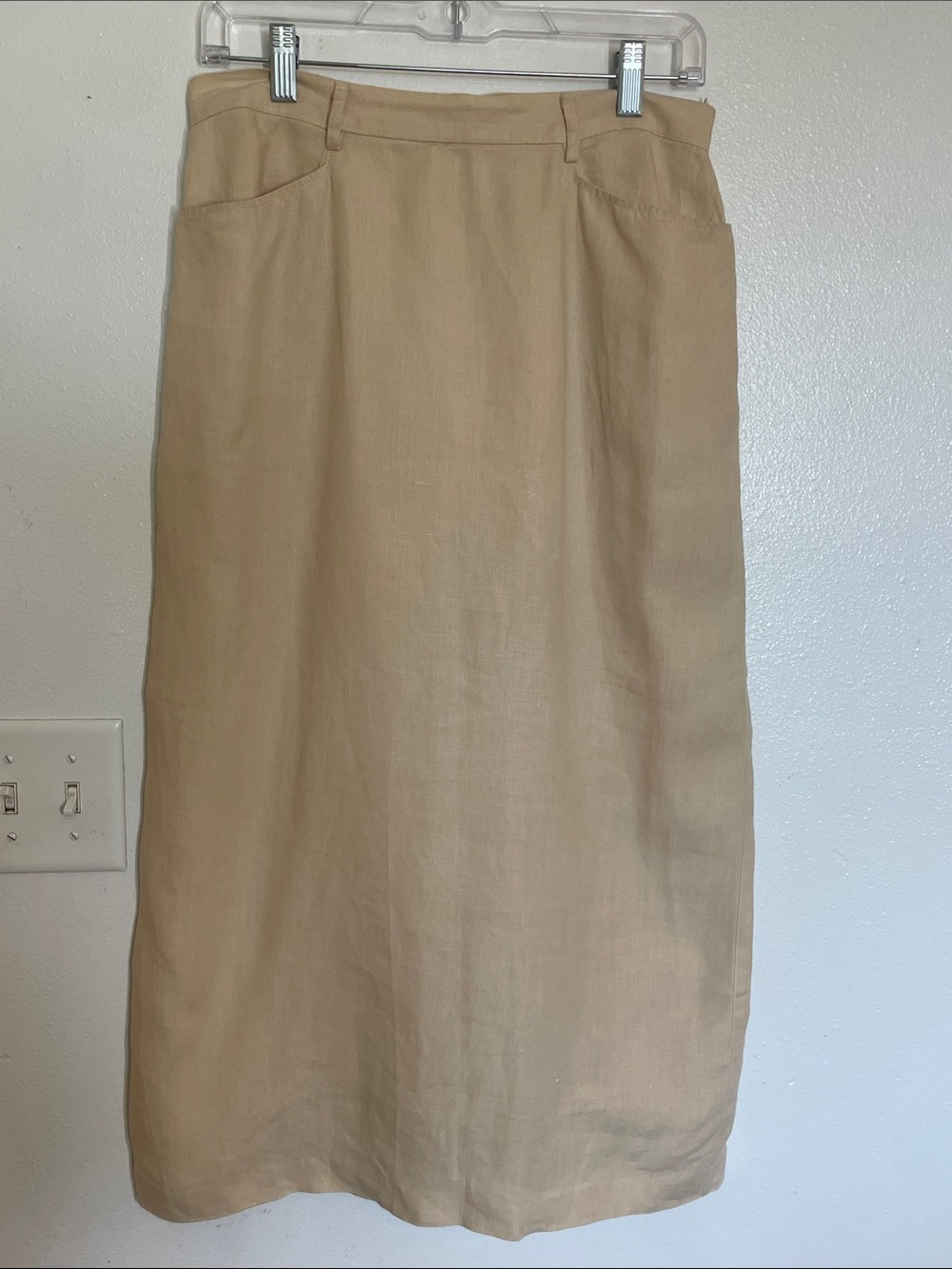 United Colors Of Benetton Beige Maxi Linen-Blend Skirt